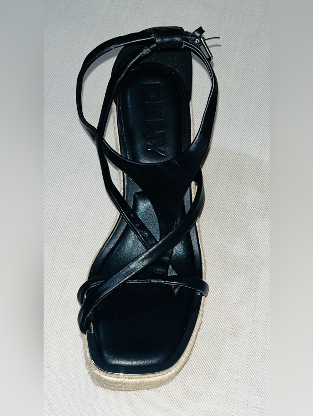 DKNY Black Strappy Sandal - Women's Summer Espadrille